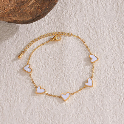 Gold Chain Bracelet with Hearts