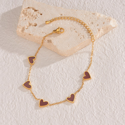 Gold Chain Bracelet with Hearts